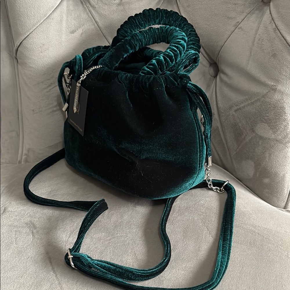 House of Harlow 1960 Green Velvet Shoulder Bag